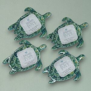 Sea Turtle Melamine Ocean Shaped Appetizer Tidbit Plates Sigrid Olsen Set of 4
